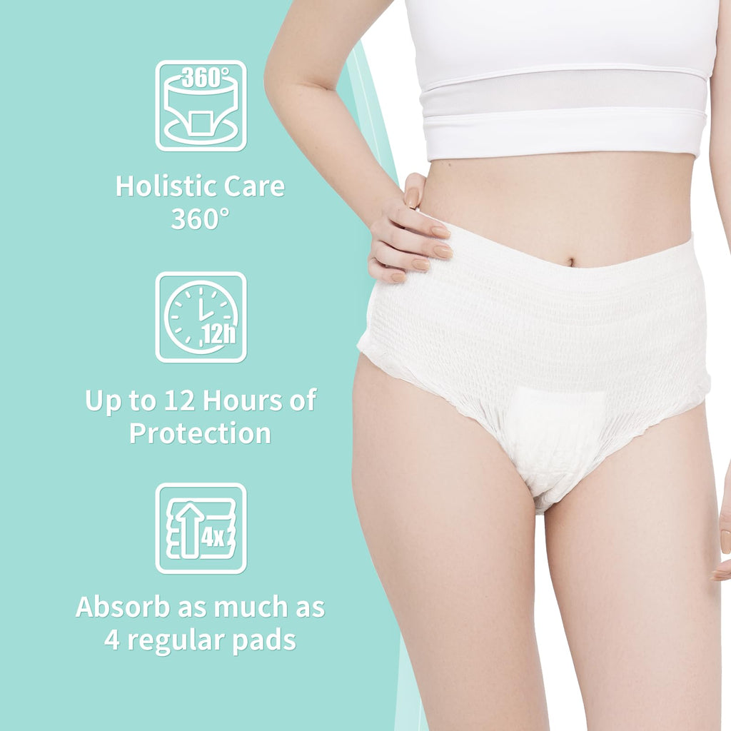 Disposable Period Underwear for Women Plus Size L/XL, 360 Leak Proof Period Panties for Heavy Flow, Overnight Postpartum and Inc
