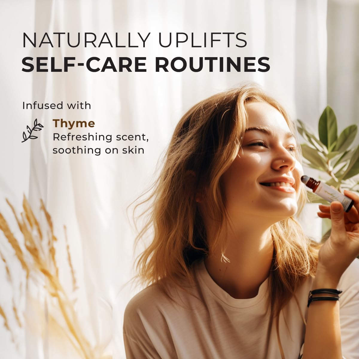 Gya Labs Thyme Essential Oil Roll On - Fresh Herbaceous Aroma, Portable Thyme Oil Roller, Natural Aromatherapy, Alcohol Free (0.