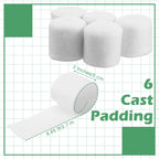 Gjinxi 6 Rolls Cast Padding, Individual Pack Soft Cotton Undercast Padding Wrap, Paddings Bandage Cast Use with Plaster Cloth Ga