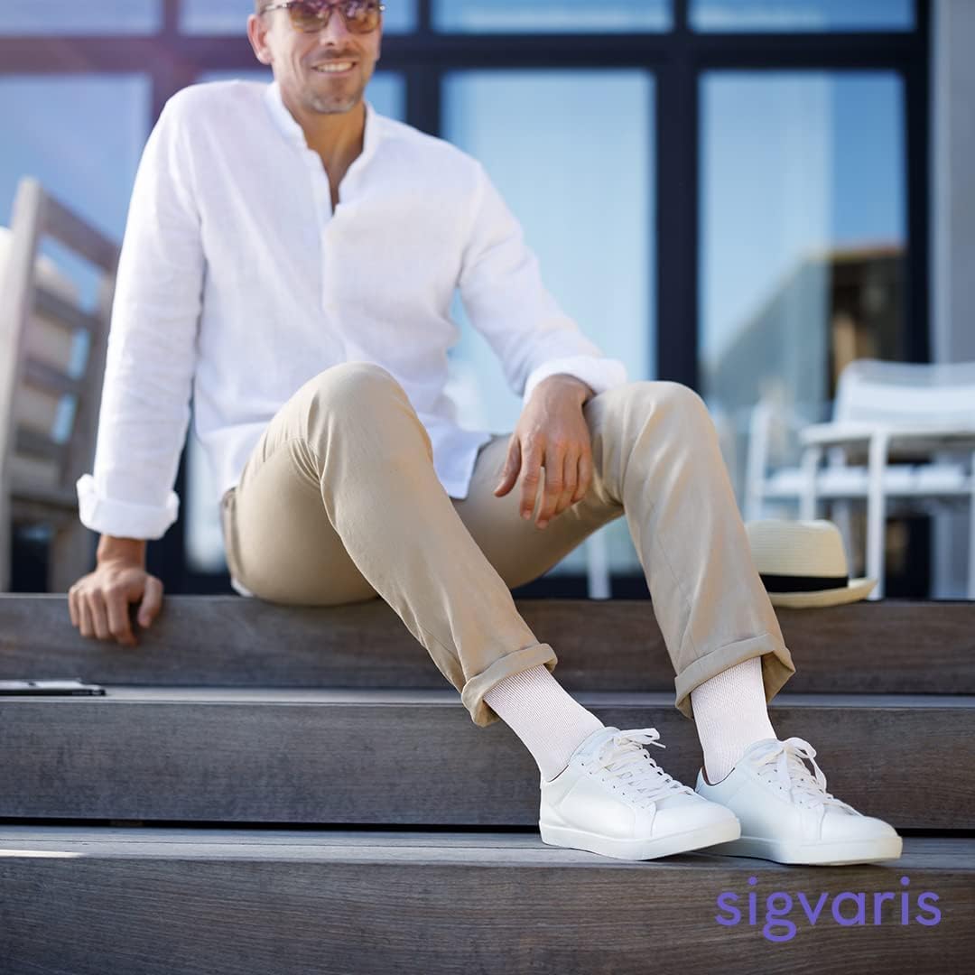 SIGVARIS Mens Motion Cushioned Cotton 360 Closed Toe Calf-High Socks 20-30mmHg - Black - Extra Large Long