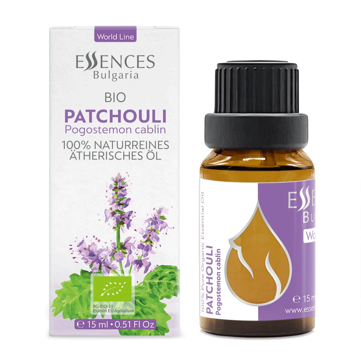 Essences Bulgaria Organic Patchouli Essential Oil 0.51 Fl Oz 15ml Pogostemon cablin - 100% Pure Natural Undiluted Therapeutic Gr