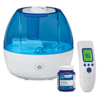 Seasonal Relief Bundle 3-Piece | Cool Mist Humidifier | Forehead Thermometer | Medicated Chest Rub | Fast Relief During Cough Co