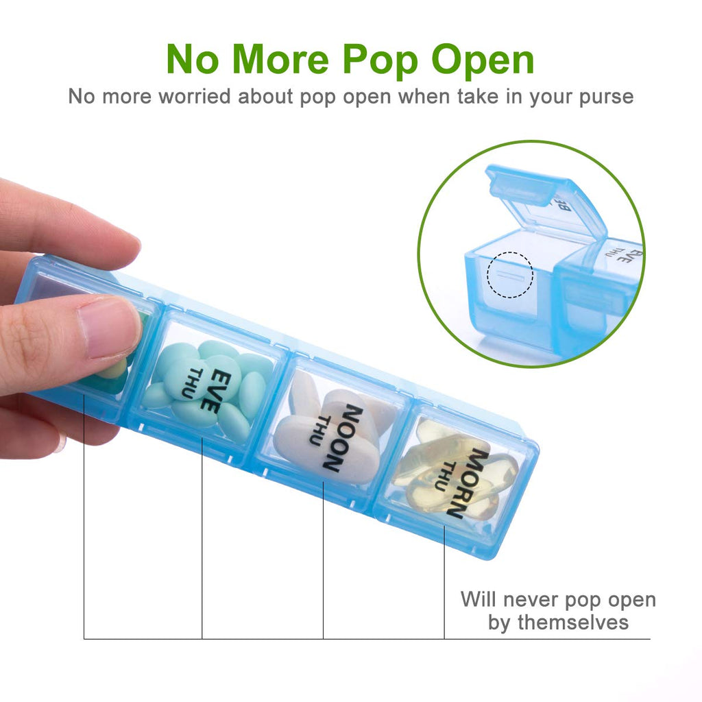 Sukuos Large Weekly Pill Organizer 7 Day (4 Times a Day), Moisture-Resistant Daily Pill Box Medicine Cases for Vitamin/Fish Oil/