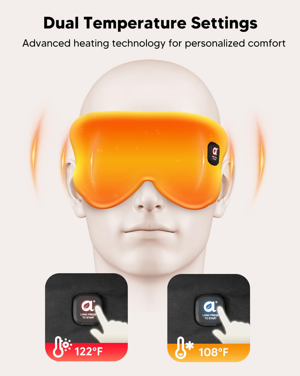 arboleaf Heated Eye Mask for Dry Eyes, FSA HSA Eligible, Cordless Rechargeable Warm Eye Compress, Temperature Control, Light Blo