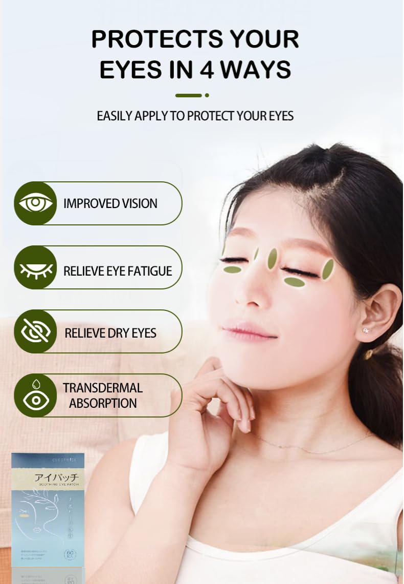 WISEQUEST Drug-Free Herbal Eye Patches - Relieve Dry Eyes, Redness & Digital Eye Strain, Acupressure Formula, Made in Japan, 10-