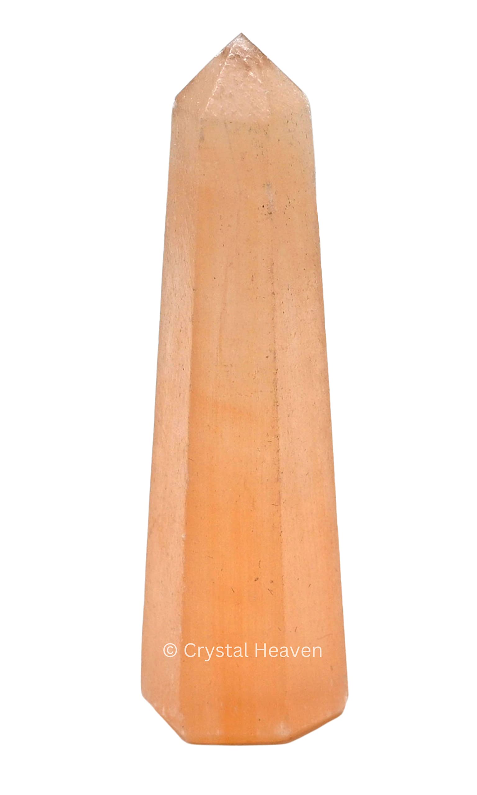 Crystal Heaven Orange Selenite Crystal Tower Obelisk Point For Chakra, Healing And Balancing  Aaa Grade Original Certified Gems