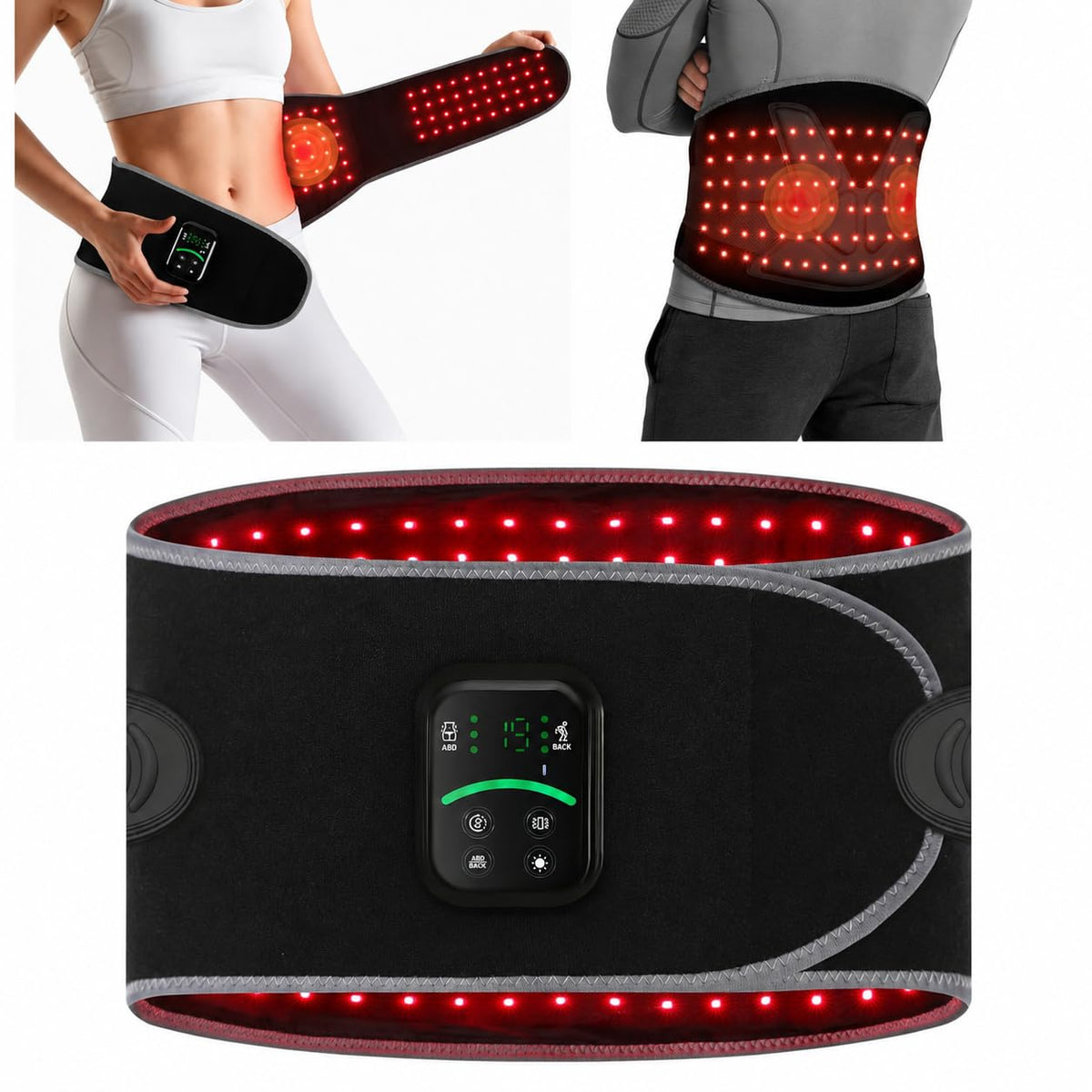 SAMATULE Red Light Therapy Belt, Infrared Light Waist Wrap with 650nm & 850nm LEDs, Cordless 5000mAh Rechargeable Body Belt with