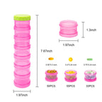 7 Day Pill Organizer Case Stackable Weekly Supplements Vitamins Pills Holder Dispenser Large Transparent Pink with Label and Ext