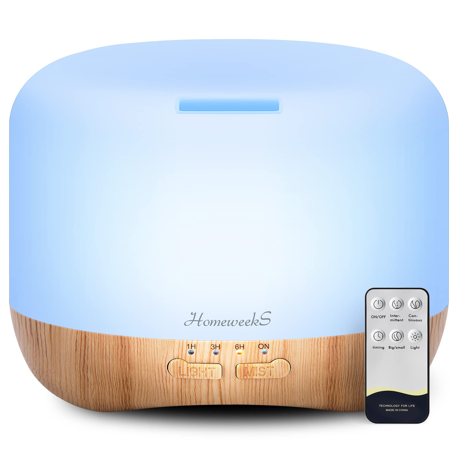 Homeweeks 300ml Essential Oil Diffuser, Quiet Aromatherapy Mist Diffusers for Essential Oils, Wood Grain Ultrasonic Oil Diffuser