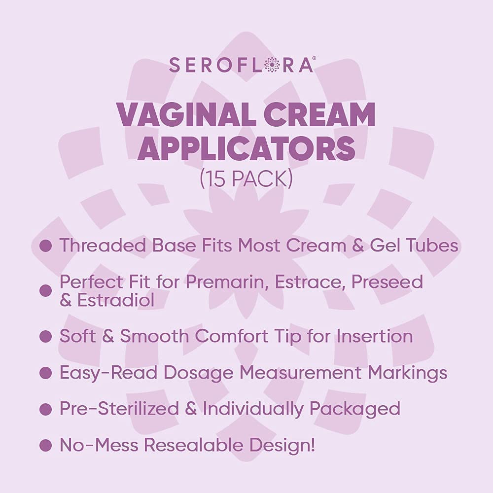 Seroflora Disposable Plastic Vaginal Applicators - Threaded End to Fit OTC Gels, Lubes or Creams Products - Exact Dosage Measure