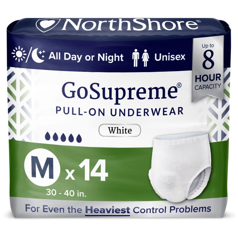 NorthShore GoSupreme Pull-On Incontinence Underwear for Men and Women, Medium, Pack/14