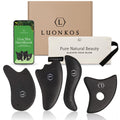 Hana Emi LUONKOS Gua Sha Tools Set - Large Black Bian Stone, 4-Pc - Face & Lymphatic Drainage Massager - Skin Care & Face Sculpt