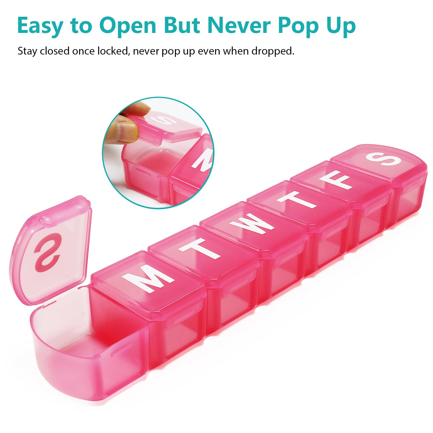 XL Weekly Pill Organizer 7 Day, MOLN HYMY 1 Week Jumbo Pill Dispenser Case One Time a Day, Daily Medicine Container to Hold Medi