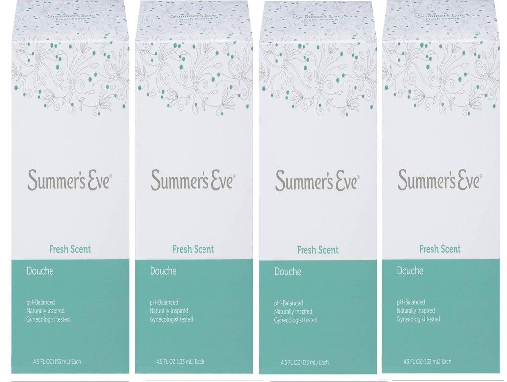 (Pack of 4 Bottles) Summer 's Eve Fresh Scent Douche Vinegar & Water, Feminine Wash, 4.5oz Bottles. PH Balanced, Naturally Inspi
