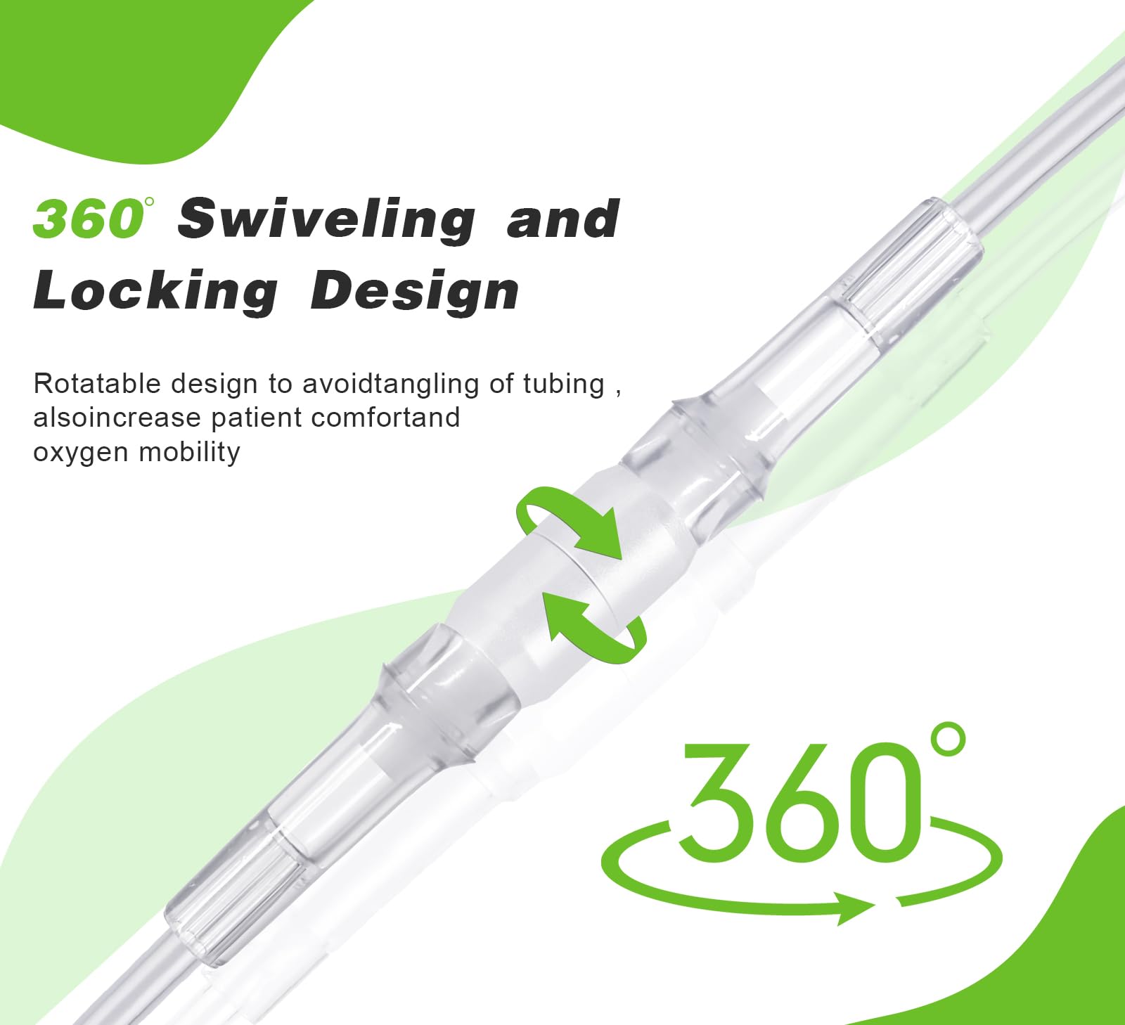 10 Pack Swivel Connector for Oxygen Tubing - Cannula Connector, Avoid Tangling (Male to Male)