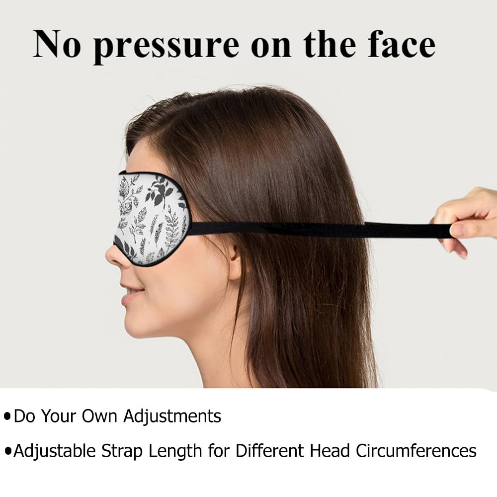 NOHSHE Leaves Sleep Eye Mask Hand Drawn Decorative Elements Silk Eye Mask Sleeping Soft Eye Shade Cover for Men Women Boy Girl A