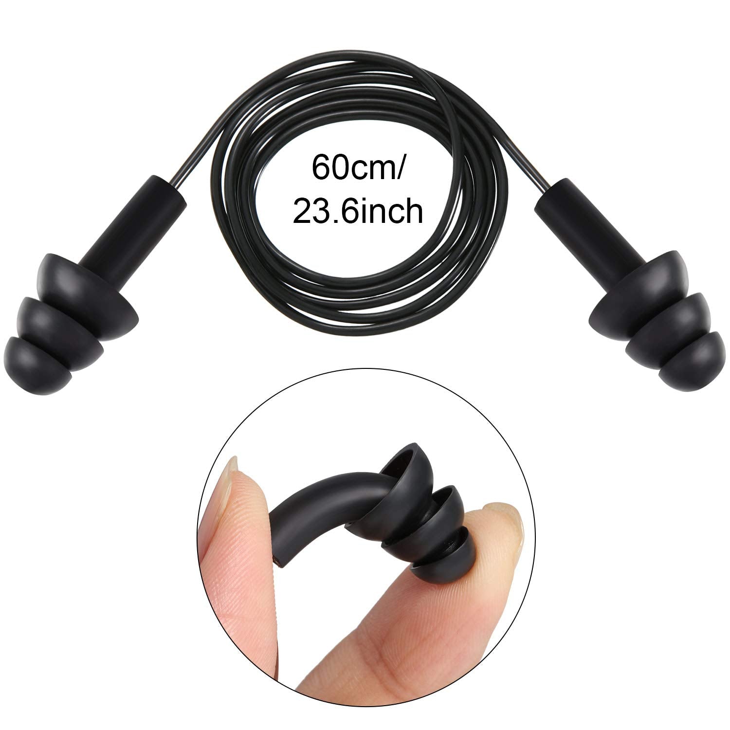 LEIFIDE 25 Pairs Corded Ear Plugs Silicone Waterproof Ear Plugs with Cords for Sleeping Snoring Swimming Shooting, Reusable Plug