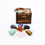 Nvzi Crystals and Healing Stones Set in Wooden Display Box, Gemstones and Crystals Kit, 7 Chakra Stones, Spiritual Gifts for Wom