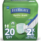 FitRight Ultra Adult Diapers, Disposable Incontinence Briefs with Tabs, Heavy Absorbency, XX-Large, 60-69, 4 packs of 20 (80 tot
