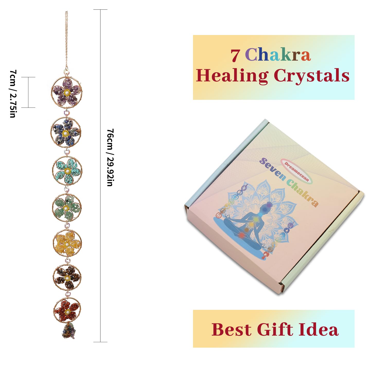 7 Chakra Healing Crystals Hanging Ornament