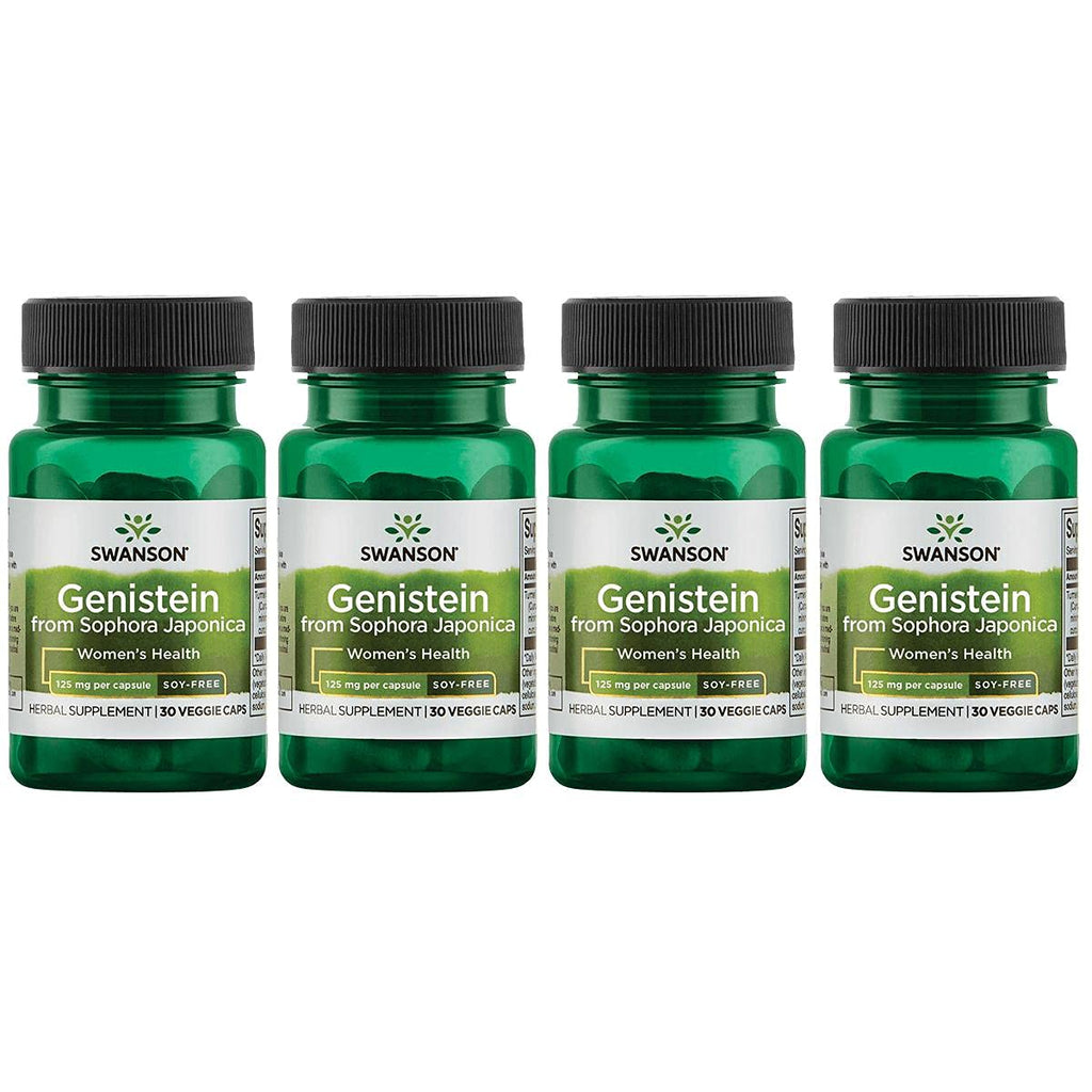 Swanson Soy-Free Genistein - Plant-Based Natural Supplement for Women - Comfort & Balance - (60 Veggie Capsules, 125mg Each) 4 P