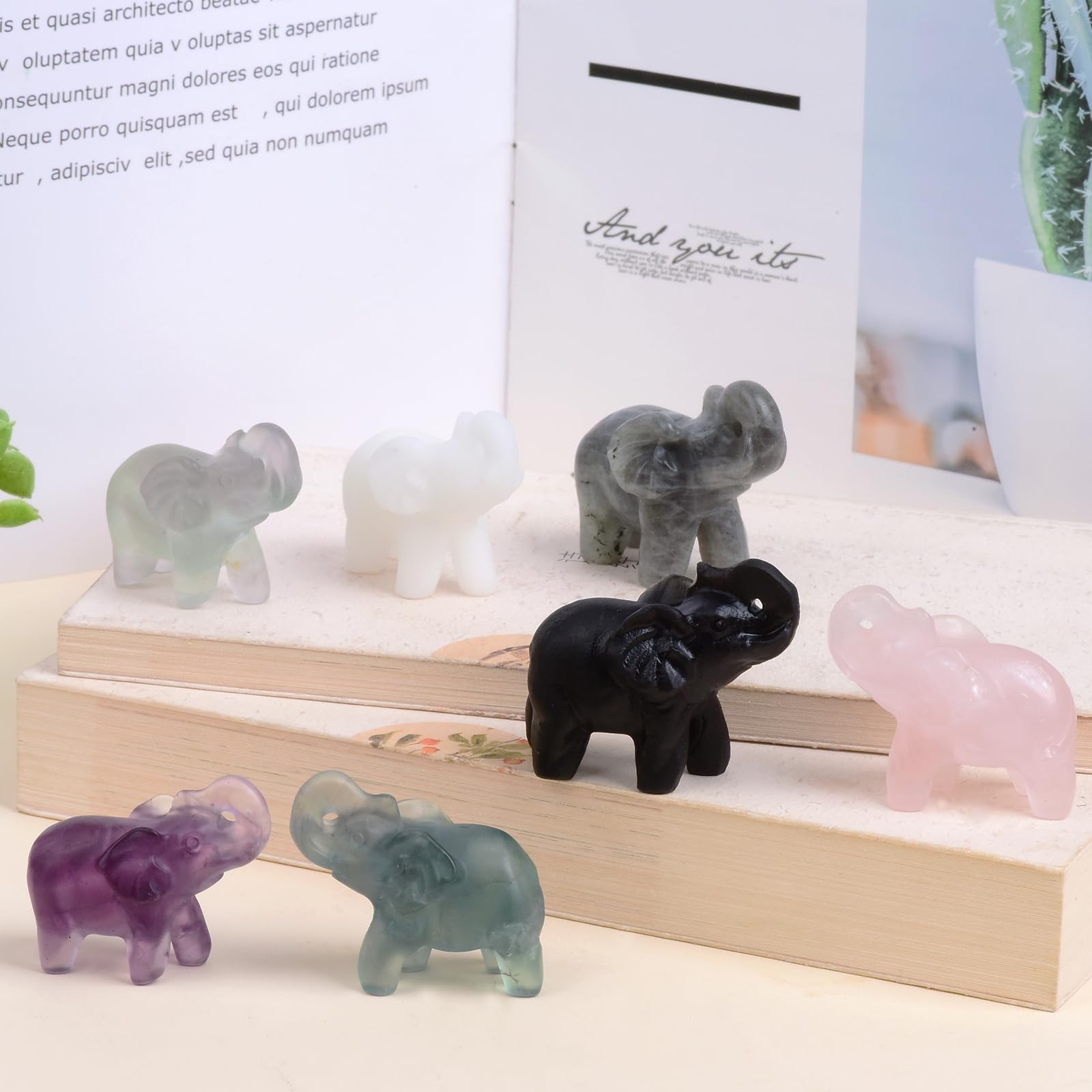 Ytbeoxk 2.1 Inch Black Obsidian Elephant Crystals Decor, Healing Crystal Cute Figurines, Black Elephant Gemstones Decorations St