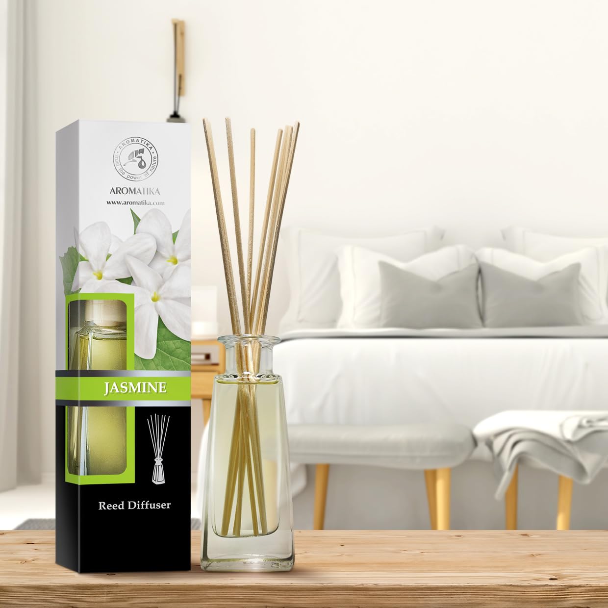 Jasmine Reed Diffuser 3.4 Fl Oz (100ml) - Home Fragrance - Air Freshener - Scented Diffuser - Gift - Spa - Home - Office - Bouti