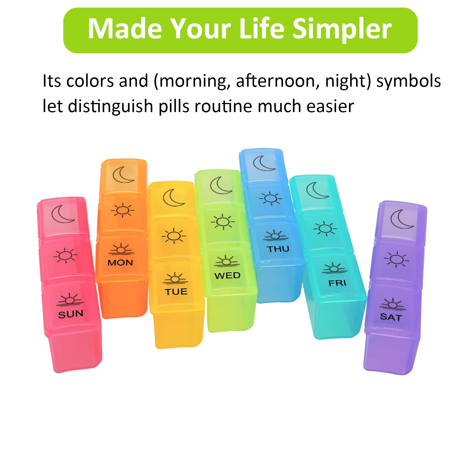 GOGOODA Weekly Pill Organizer 3 Times a Day, Pill Holder Box 7 Day, Daily Pill Organizer Case for Vitamins/Fish Oils/Supplements