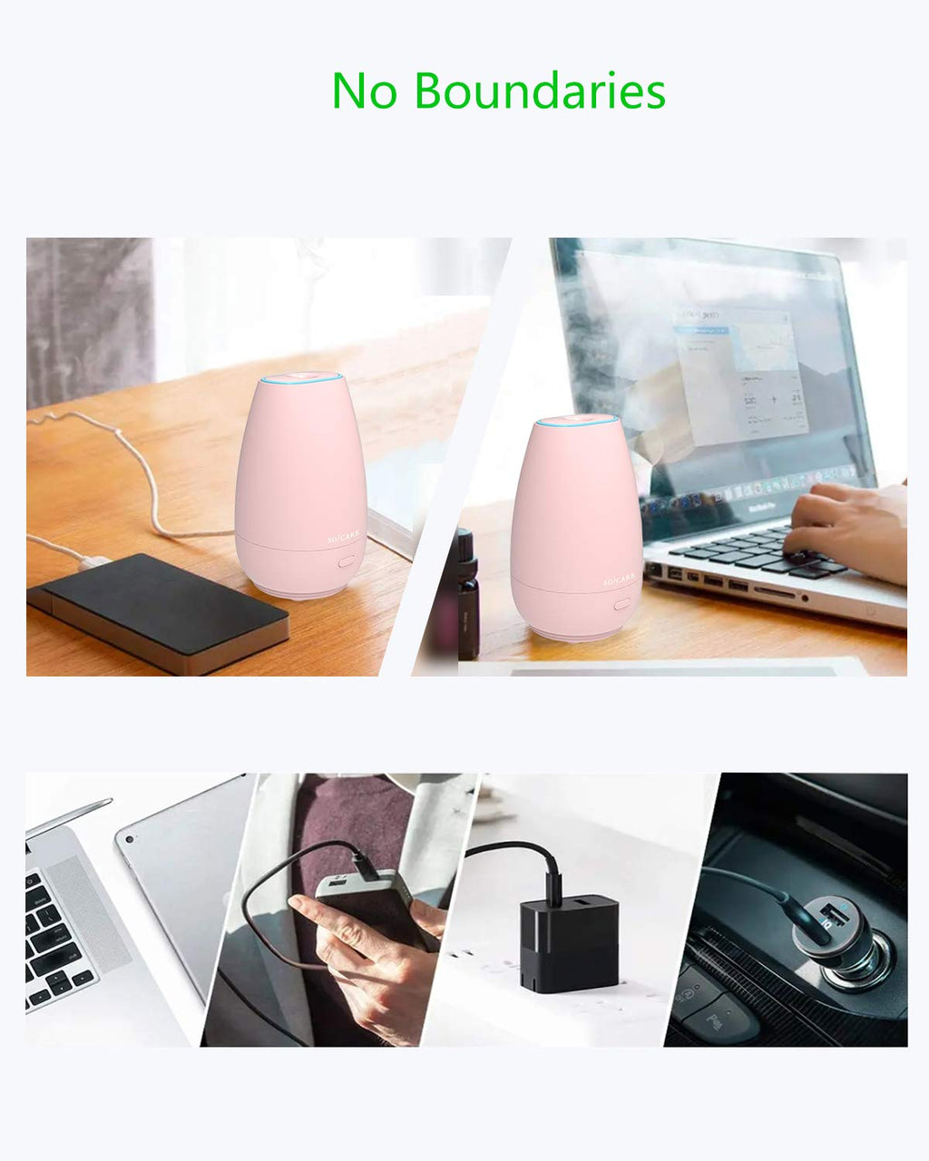SOICARE Car Diffuser,Small Portable Car Essential Oil Diffuser with Built-in USB Cable,Mini Aromatherapy Diffuser for Travel/Off