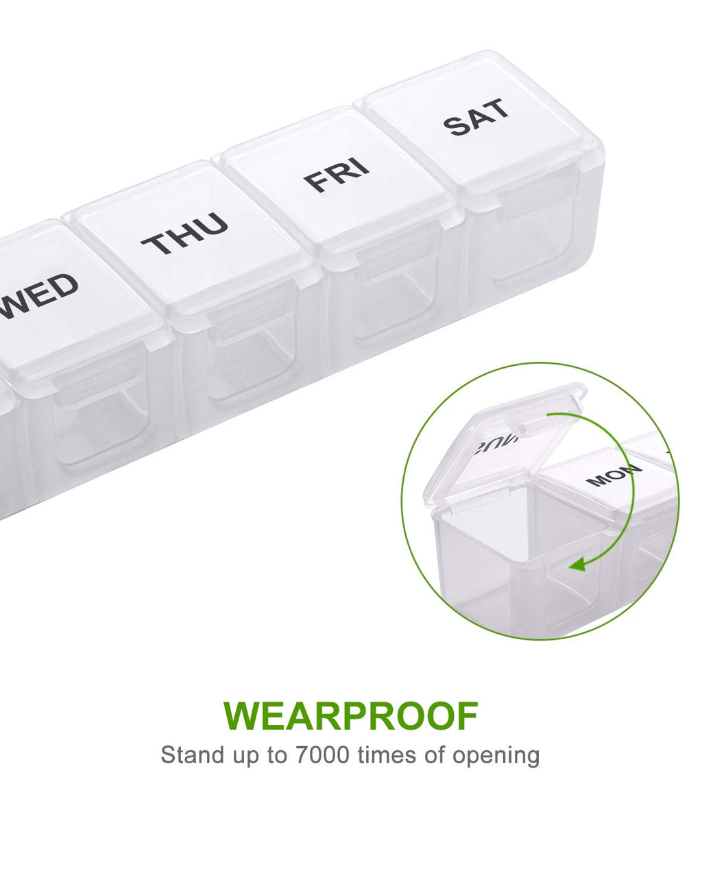 Sukuos Extra Large Weekly Pill Organizer 2 Pcs, Daily Pill Box 7 Day Pill Cases for Medicines, Vitamin, Fish Oils or Supplements