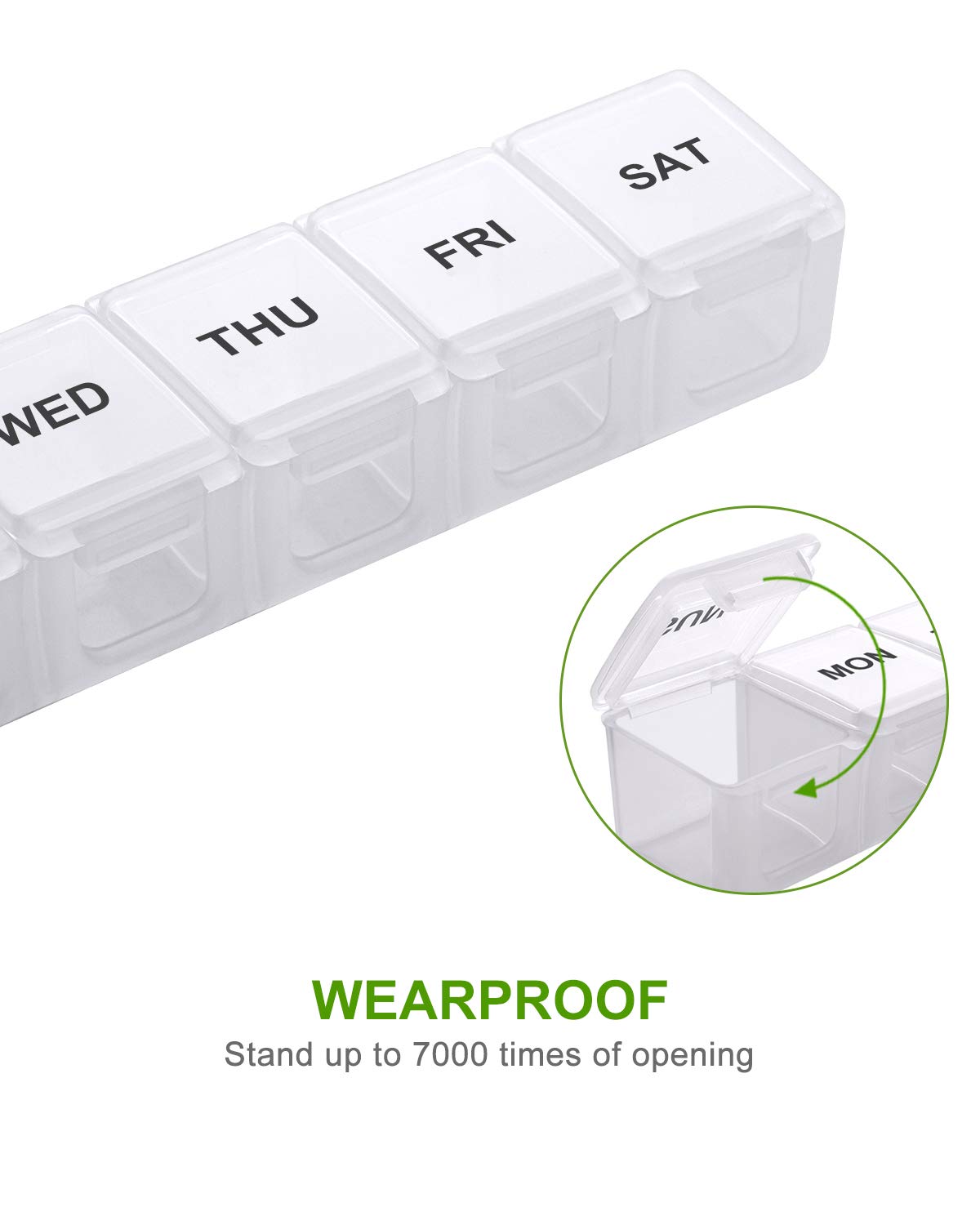 Sukuos Extra Large Weekly Pill Organizer 2 Pcs, Daily Pill Box 7 Day Pill Cases for Medicines, Vitamin, Fish Oils or Supplements
