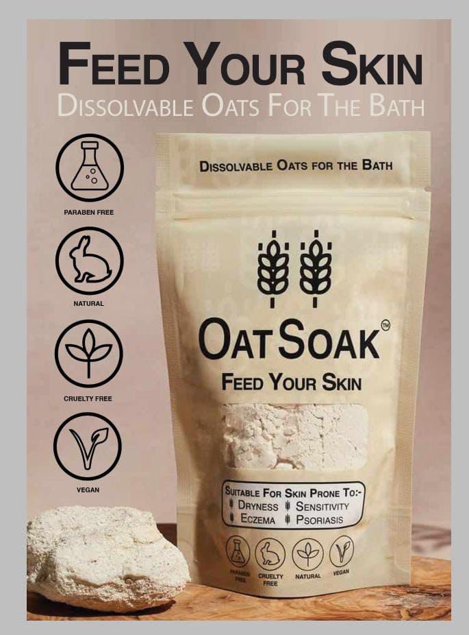 OatSoak Colloidal Oatmeal Bath Additive. Dissolvable Oatmeal. Suitable for Skin Prone to Eczema, Psoriasis, Sunburn, and Chicken