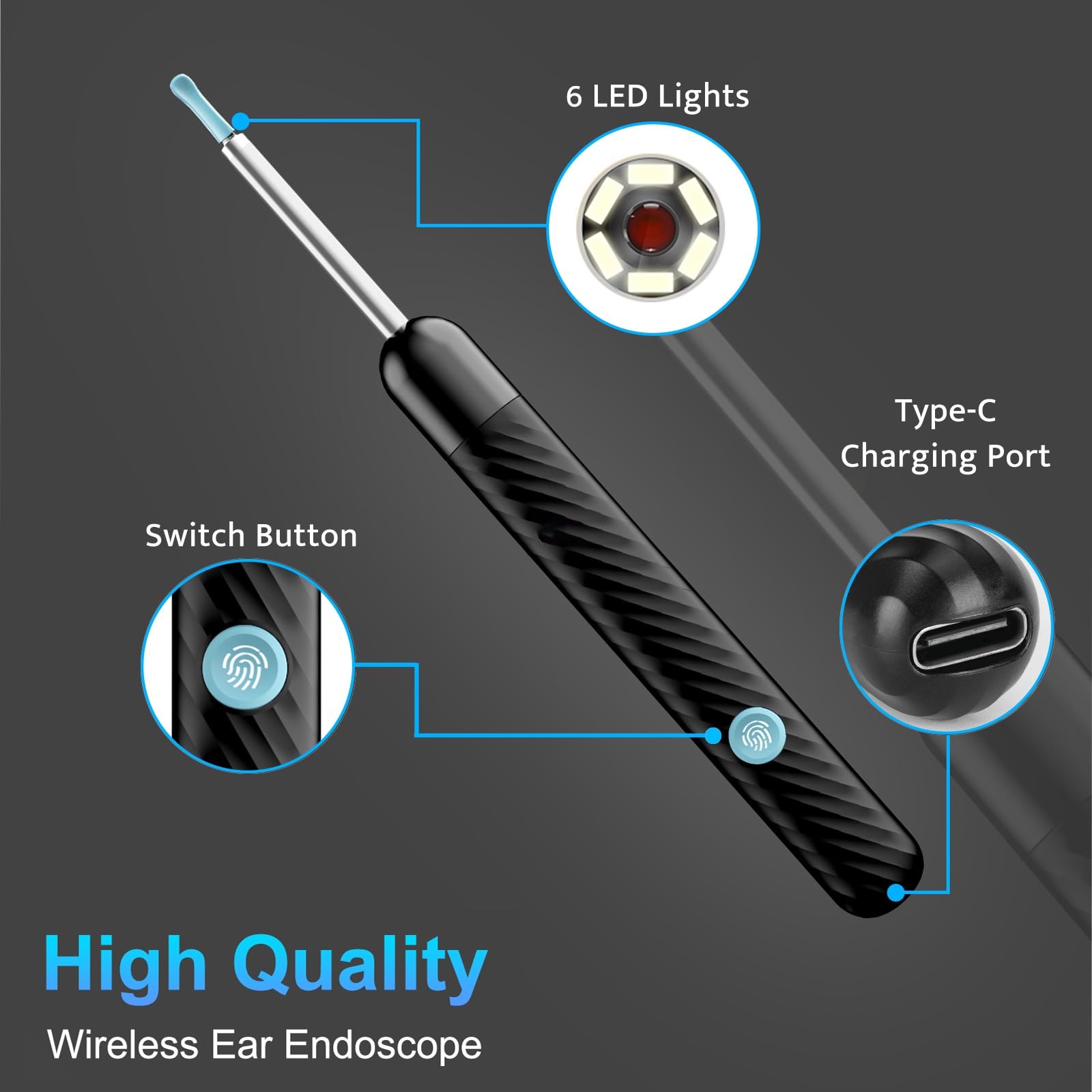 Ear Wax Removal Tool Camera - Ear Wax Removal Kit - Ear Cleaner with Camera - 1080P HD Ear Camera with 6 Ear Spoon - Christmas G