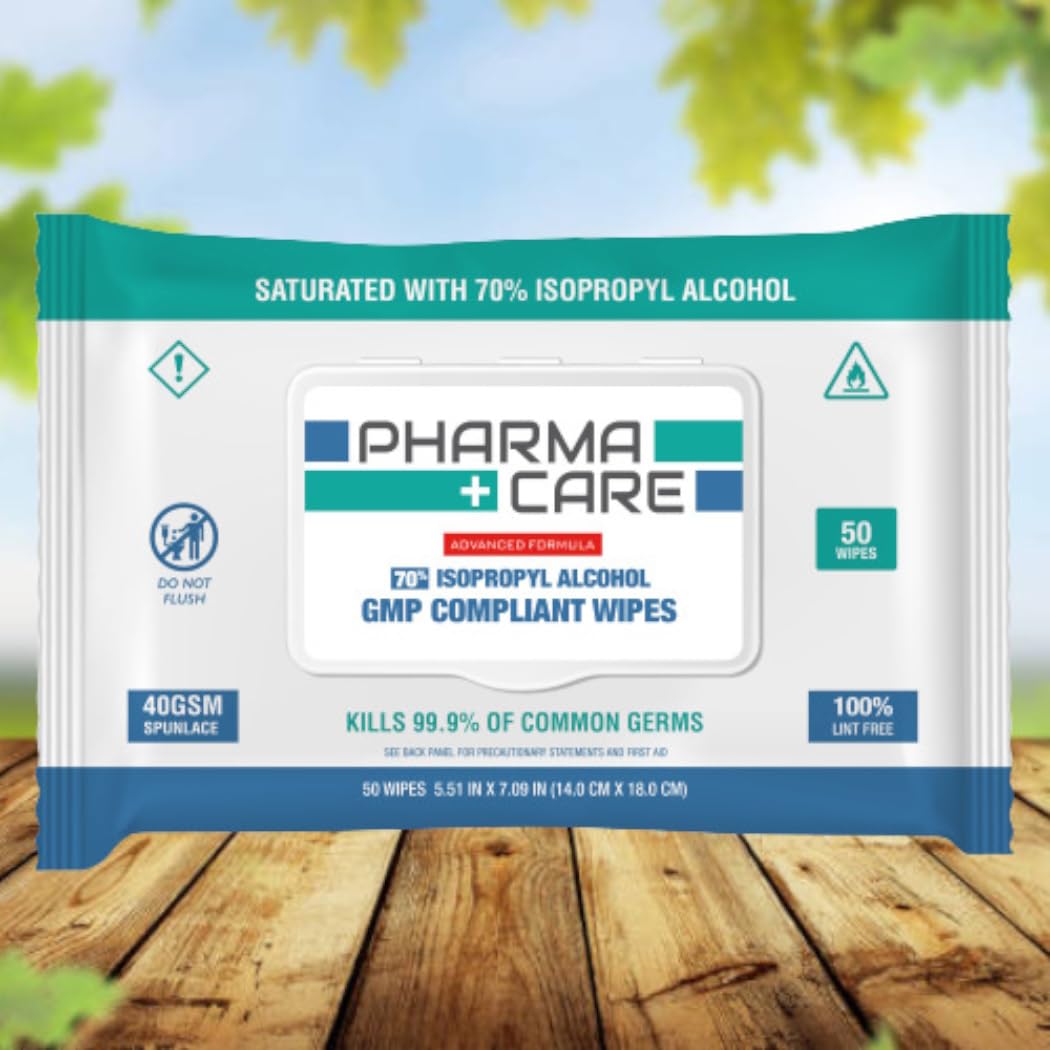 PharmaCare Advanced Formula 70% Alcohol Wipes - (50 Count) 3 Packs