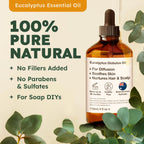 KUKKA essential oils 100% Pure & Natural Eucalyptus Essential Oil for Diffuser, Humidifier, Skin, Hair & Soap Making DIY(4 Fl Oz