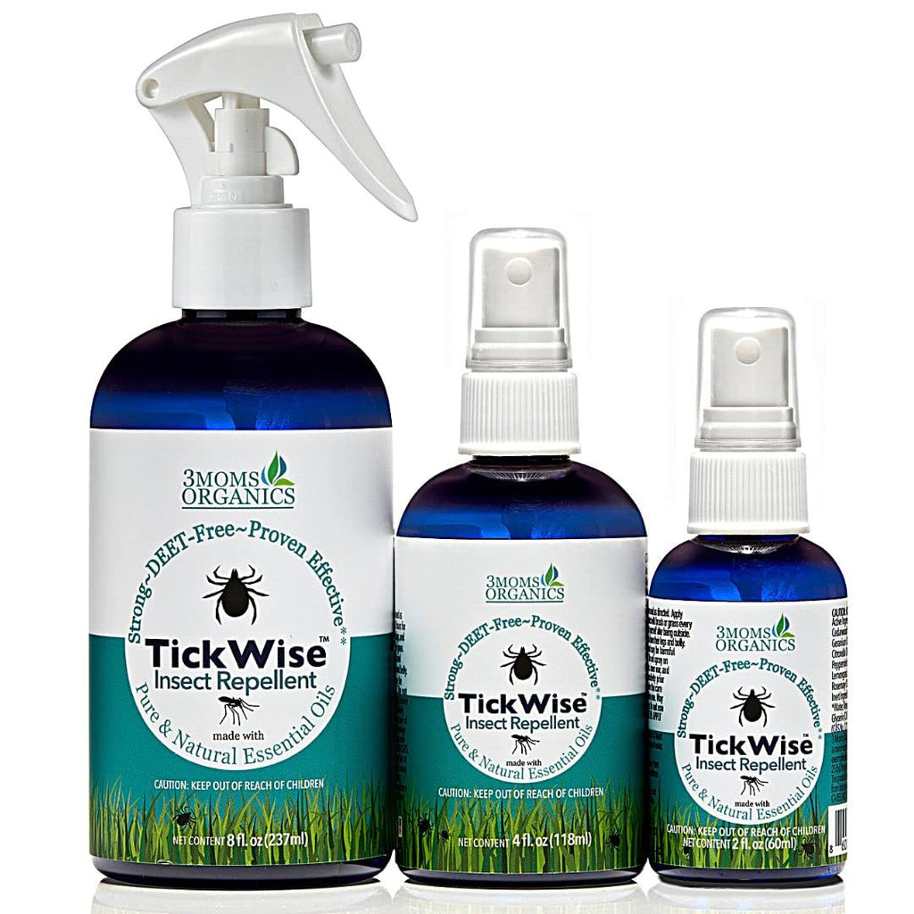 3 Moms Organics TickWise | DEET- Free, Tick and Insect Repellent | Plant Based Essential Oils and All Natural Ingredients | Safe