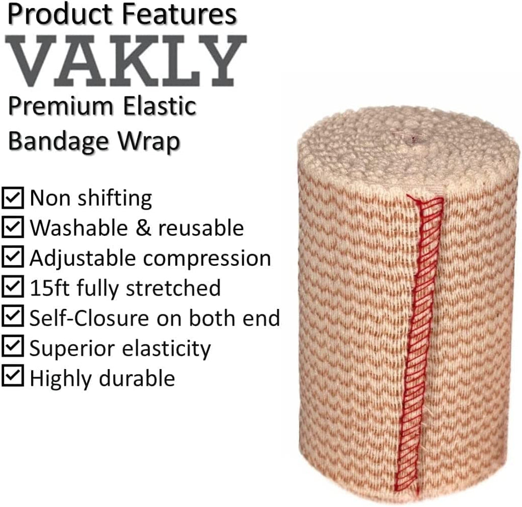 Elastic Bandage Wrap with Self-Closure [Pack of 50] Comfort Athletic Compression Roll, 5 Yards Stretched for Customized Compress