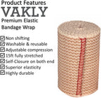 Elastic Bandage Wrap with Self-Closure [Pack of 50] Comfort Athletic Compression Roll, 5 Yards Stretched for Customized Compress