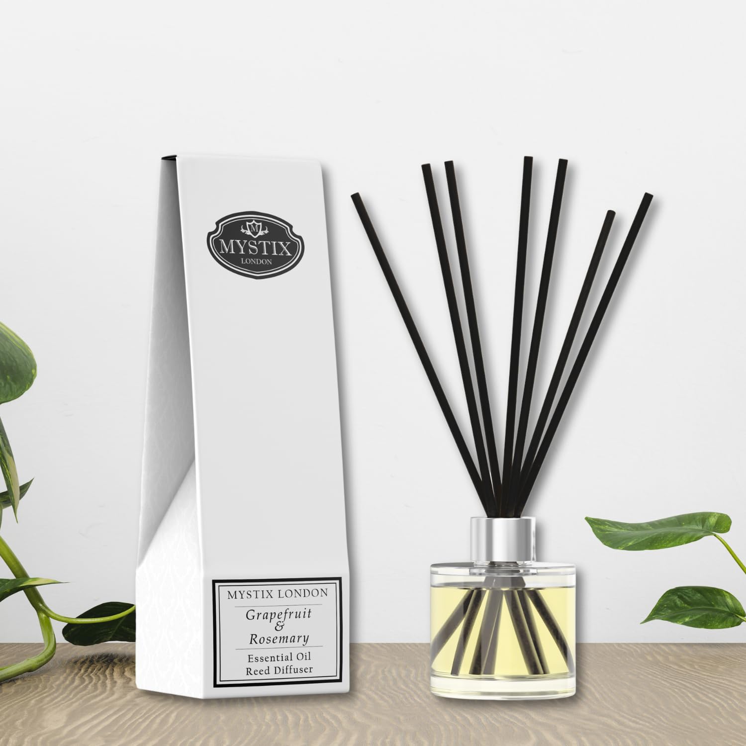 Mystix London | Grapefruit & Rosemary Essential Oil Reed Diffuser | 200ml | Best Aroma for Home, Kitchen, Living Room and Bathro