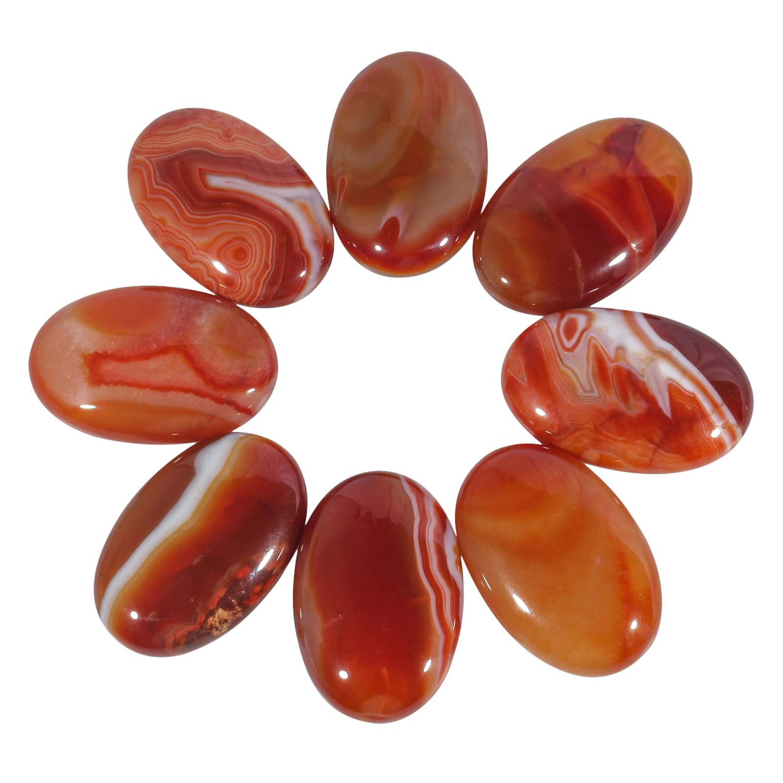 Loveliome Natural Red Agate Oval Polished Worry Stones, Healing Crystal Indoor Fountain Stones Massage Energy Anxiety Relief Ite
