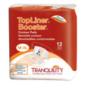 Tranquility TopLiner Disposable Absorbent Booster Contour Pads for Bowel Incontinence - Contour (21.5 x 13.5) - 12 ct