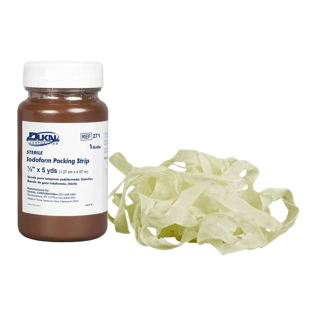 Dukal Wound Packing Strips Impregnated with Iodoform 1/2 x 5 Yards. Woven Gauze Fabric Packing Strips. Wound Sterile Strips. Ste
