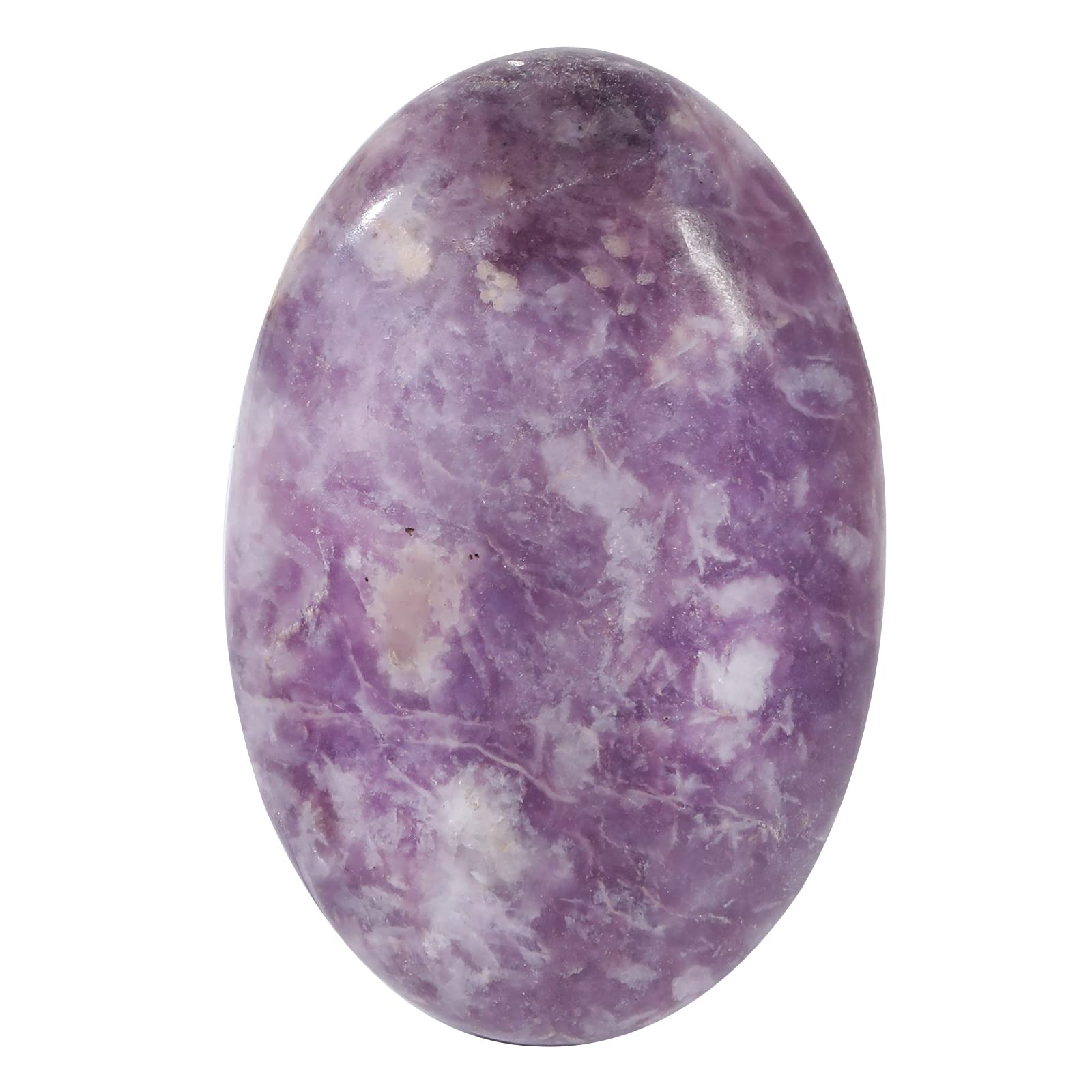 Loveliome Natural Purple Lepidolite Oval Polished Worry Stones, Healing Crystal Indoor Fountain Stones Massage Energy Anxiety Re