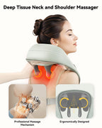 Snailax Cordless Shiatsu Neck Massager with Heat, 4D Kneading Back Shoulder Massager Deep Tissue, Larger Massage & Heating Area,