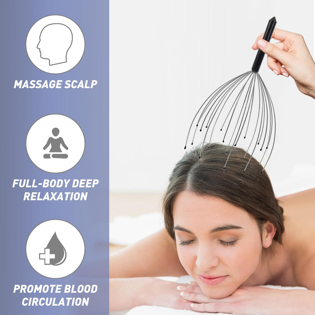 Svjetiq Head Massager Back Scratcher, 20 Fingers Head Scratcher Scalp Massager & Extendable Back Scratcher for Men Women, Stocki