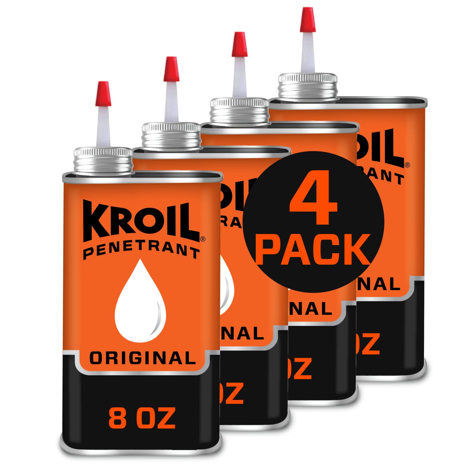 Kroil Original Penetrating Oil (Drip-8oz Can-Case of 4) | Penetrant for Rusted Bolts, Metal, Hinges, Chains, Moving Parts | Rust