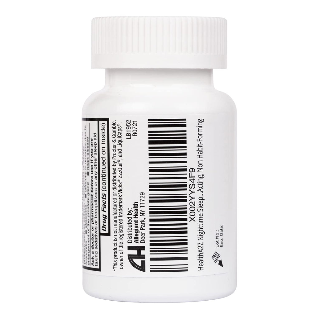 HealthA2Z Sleep Aid, Diphenhydramine HCl 25mg Softgels, Supports Deeper, Restful Sleeping, Non Habit-Forming (96 Softgels)