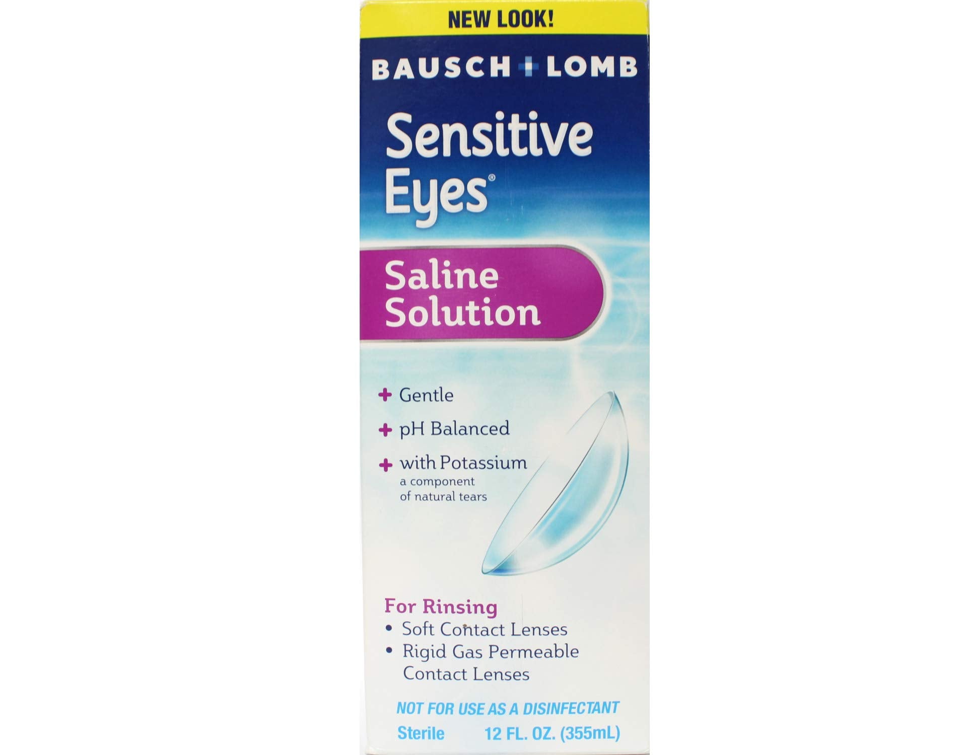 Bausch & Lomb Sensitive Eyes Plus Saline Solution, 12 Oz (Pack of 2)