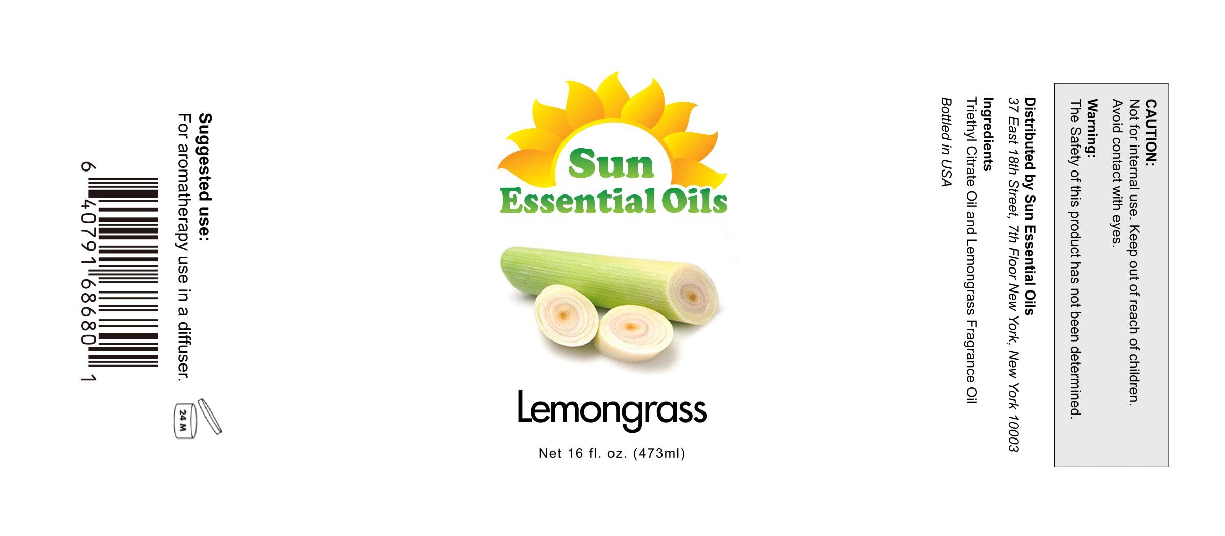 Sun Essential Oils - Lemongrass Essential Oil 16 oz for Diffuser, Hair & Skincare, Aromatherapy Massage, Humidifier, Candle, Soa