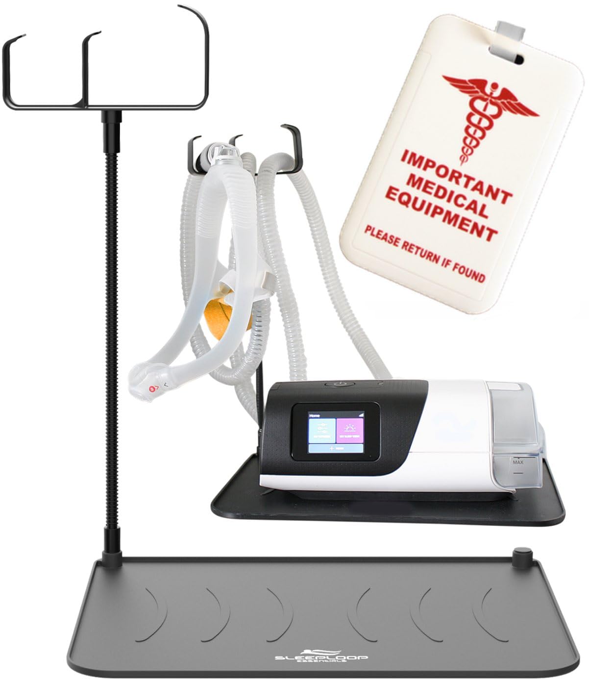 CPAP Stand for Mask and Tube Hanger Mat for CPAP T-Style Lift Stand with Clean dust Cover for CPAP for Bedside Organizer for CPA
